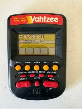 Yahtzee Electronic Hand-Held Game - Black with Red & Yellow Accents